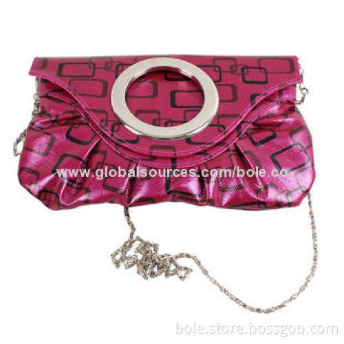 Evening Clutch Bag with Round Metal and Chains, OEM Orders Welcomed